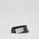 Reversible Plaque Buckle London Check Belt - Black - Burberry Belts