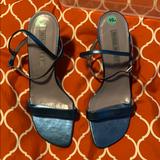 Nine West Shoes | Metallic Blue Strappy Heel | Color: Black/Blue | Size: 10