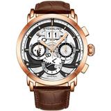 Monaco Chronograph Quartz White Dial Mens Watch - Pink - Stuhrling Original Watches