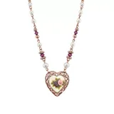1928 Jewelry 15 Inch Adjustable Rose Gold Tone Faux Pearl Purple Flower Heart Necklace
