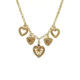 1928 Jewelry 16 Inch Adjustable Gold Tone Light Brown Heart Charm Necklace, Beige