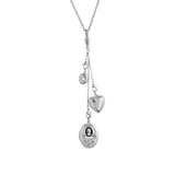 1928 Jewelry Silver Tone Multi Charm Heart Locket Necklace, Grey