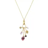 1928 Jewelry Women's 30 Inch Gold Tone Amethyst Color Multi Charm Hand Necklace, Purple