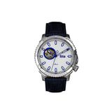 Reign Bauer Automatic Semi-Skeleton Leather-Band Watch Silver/Blue One Size REIRN6003