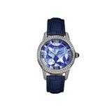 Empress Augusta Automatic Mosaic Mother-of-Pearl Leather-Band Watch Silver/Blue One Size EMPEM3502