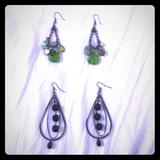 Anthropologie Jewelry | 2 Pairs Of Anthropologie Dangly Earrings. | Color: Black/Green | Size: Os