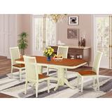 Solid Oak Table w/ Chairs - August Grove® Pillsbury Rubberwood Solid Wood Dining Set, 5 Pieces: 1 Table, 4 Chairs, Wood/Solid Wood, White