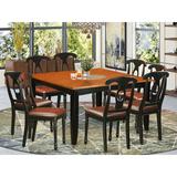 August Grove® Pilning Butterfly Leaf Solid Wood Dining Set Wood/Upholstered Chairs in Black/Brown | Wayfair 87C1D729F5DE41C38E7B913967B2728A
