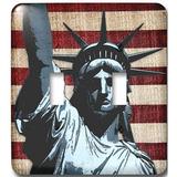 3dRose Liberty Flag Patriotic Statue of Liberty w/ American Flag & Liberty Text 2-Gang Toggle Light Switch Wall Plate in Red/White | Wayfair