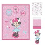 Disney Minnie Mouse All About the Bows Nursery 4 Piece Crib Bedding Set Polyester in Pink/White, Size 33.0 W in | Wayfair 7991494A