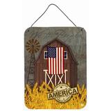 August Grove® Patriotic Barn Land of America Hanging Prints Wall Decor Metal in Brown/Gray/Yellow, Size 12.0 H x 16.0 W x 0.03 D in | Wayfair