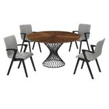 Corrigan Studio® Schoonmaker 5 - Piece Dining Set Wood/Metal/Upholstered Chairs in Brown, Size 30.0 H in | Wayfair 557F2865D45B4E2A90825A74AA976156