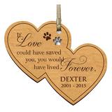 The Holiday Aisle® If Love Could Have Saved You Double Heart Design Pet Memory Keepsake Holiday Shaped Ornament Wood in Brown | Wayfair