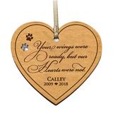 The Holiday Aisle® Your Wings Were Ready Heart Design Pet Memory Keepsake Holiday Shaped Ornament Wood in Brown, Size 4.5 H x 4.0 W x 0.13 D in