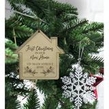 The Holiday Aisle® Our First Christmas in New House Shape Holiday Shaped Ornament Wood in Brown, Size 3.75 H x 3.75 W x 0.13 D in | Wayfair