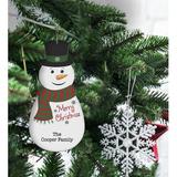 The Holiday Aisle® Merry Christmas Snowman Cut Out Design Hanging Figurine Ornament Wood in Brown/White, Size 5.0 H x 2.5 W x 0.01 D in | Wayfair
