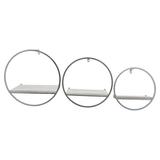Latitude Run® Eisa 3 Piece Floating Metal Wood Wall Shelves,Storage & Display, 16 L x 16 W x 8 H Inches Metal in White | Wayfair