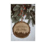 The Holiday Aisle® Our First Christmas as Mr. & Mrs. Barky Ball Ornament Wood in Brown, Size 3.75 H x 3.75 W x 0.25 D in | Wayfair