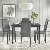 Winston Porter Paramaz 5 Piece Solid Wood Dining Set Wood/Upholstered Chairs in Black/Brown, Size 29.5 H in | Wayfair