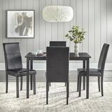 Winston Porter Paramaz 5 Piece Solid Wood Dining Set Wood/Upholstered Chairs in Black/Brown, Size 29.5 H in | Wayfair