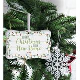 The Holiday Aisle® Our First Christmas in New Home w/ Lights Design Holiday Shaped Ornament Wood in Brown/White, Size 2.5 H x 4.0 W x 0.13 D in