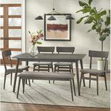 George Oliver New Britain 6 - Person Solid Wood Dining Set Wood/Upholstered Chairs in Gray, Size 29.9 H in | Wayfair