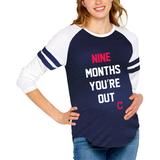 Women's Soft as a Grape Navy Cleveland Indians Maternity Baseball Long Sleeve T-Shirt