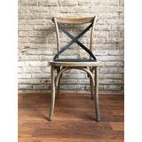 Gracie Oaks Narragansett Cross Back Side Chair in Faux Leather/Wood/Upholstered in Brown, Size 35.0 H x 20.0 W x 19.0 D in | Wayfair