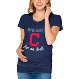 Women's Soft as a Grape Navy Cleveland Indians Maternity Side Ruched T-Shirt