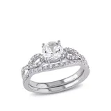 Belk & Co 1 Ct. T.w. Lab Created White Sapphire And 1/6 Ct. T.w. Diamond Infinity Bridal Set In 10K White Gold, 6.5