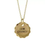 Girl Rising Sterling Silver Pendant Necklace With "i Am Change" Inscription, Gold