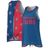 Women's Royal Chicago Cubs Repeat Logo Tie-Back Racerback Tank Top