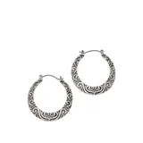 Ruby Rd Textured Hoop Earrings, Silver