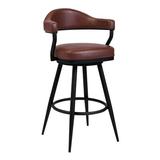 Ivy Bronx Adelita Swivel Counter & Bar Stool w/ Arms in Faux Leather, & Metal Frame Metal in Gray/Black/Brown, Size 26.0 H x 23.0 W x 28.0 D in