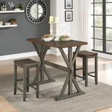 Gracie Oaks Kersam 3 Piece Counter Height Dining Set Wood in Brown/Gray, Size 36.0 H in | Wayfair A9BEF1CBD59145E98D544FD3C2127732