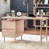 Everly Quinn Camylle Desk Wood in Pink/Yellow, Size 30.5 H x 50.0 W x 23.9 D in | Wayfair E511FA98B0BD4B6195138862A44C49D6