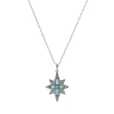"Sterling Silver Lab-Created Opal Starburst Pendant Necklace, Women's, Size: 18"", White"