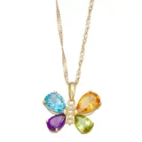 10k Gold Gemstone & Diamond Accent Butterfly Necklace, Women's, Multicolor