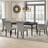 Dining Set - Charlton Home® Evelin Solid Wood Dining Set Chair,, 6 Pieces: 1 Table, 4 Chairs, 1 Bench, Wood/Upholstered Chairs/Solid Wood, Gray