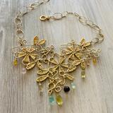 Anthropologie Jewelry | Anthropologie Gold And Gem Stone Necklace | Color: Gold | Size: Os