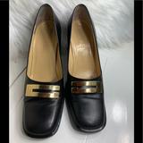 Gucci Shoes | Authentic Gucci Classic Square Toe Leather Pump | Color: Black/Gold | Size: 7
