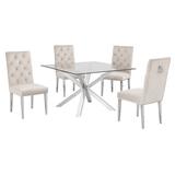 Orren Ellis Moncton 5 Piece Dining Set Wood/Glass/Metal/Upholstered Chairs in Brown/Gray, Size 30.0 H in | Wayfair 4A28A3CC365146CDB5EDC9FE91789E13