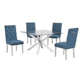 Orren Ellis Moncton 5 Piece Dining Set Wood/Glass/Metal/Upholstered Chairs in Brown/Gray, Size 30.0 H in | Wayfair CBFB5F8B85164E439EEE80D955CBCCD7