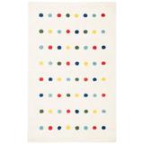 White Indoor Area Rug - Wrought Studio™ Iolo Polka Dots Handmade Tufted Area Rug in Ivory Cotton/Wool in White, Size 36.0 W x 0.31 D in | Wayfair