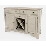 August Grove® Ertac 54" Wide 3 Drawer Rubberwood Buffet Table Wood in Brown/Gray, Size 38.0 H x 54.0 W x 18.0 D in | Wayfair