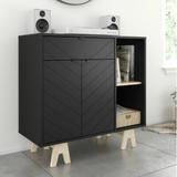 Ebern Designs Dalas 35.75" Wide 1 Drawer Sideboard Wood in Black, Size 34.25 H x 35.75 W x 15.75 D in | Wayfair 936A90A2DB1F4E56BEF94DA5141CAA01