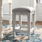 Kelly Clarkson Home Heidi 26" Counter Stool Wood/Upholstered in Brown/Gray/White, Size 26.0 H x 17.0 W x 17.0 D in | Wayfair