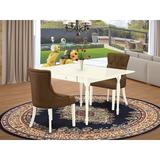 Ophelia & Co. Vernita Drop Leaf Solid Wood Rubberwood Dining Set Wood/Upholstered Chairs in White, Size 30.0 H in | Wayfair