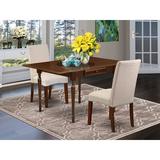 Ophelia & Co. Bellingham Drop Leaf Rubberwood Solid Wood Dining Set Wood/Upholstered Chairs in Brown | Wayfair A6D9BA157EEC4930B2362DCE30F3CB1F