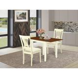 Ophelia & Co. Duxbury Drop Leaf Rubberwood Solid Wood Dining Set Wood/Upholstered Chairs in Brown/White, Size 30.0 H in | Wayfair